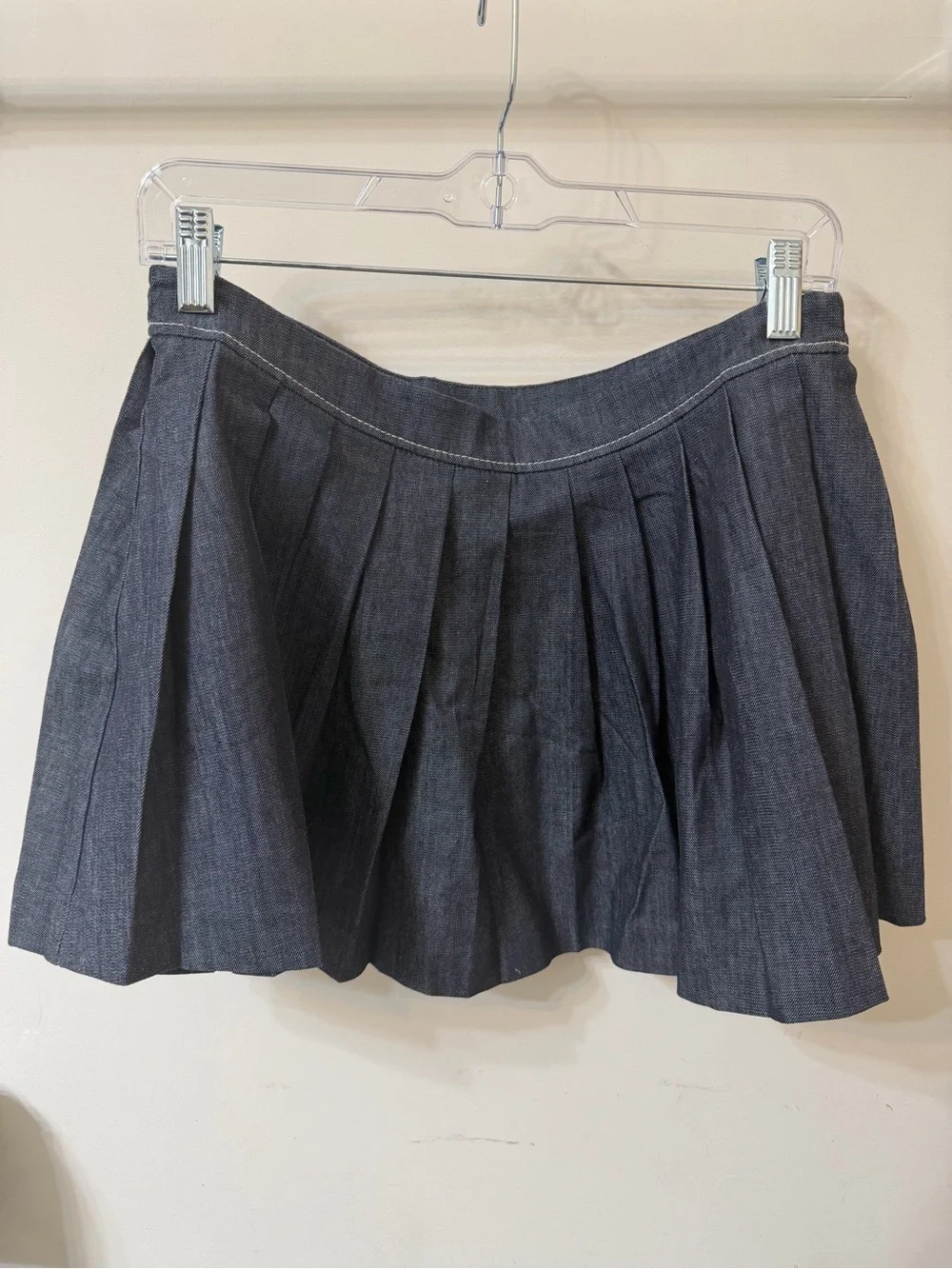 Zara Pleated Denim Midi Skirt